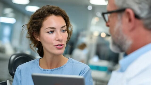 Patient Consultation: A thoughtful consultation between a patient and a medical professional, focusing on open communication and expert advice. 