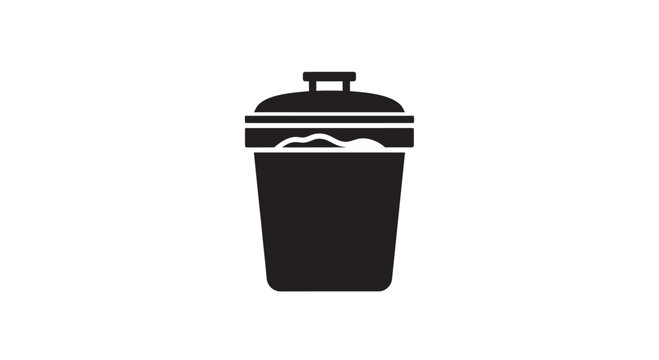 Black silhouette icon of a trash can with a lid.