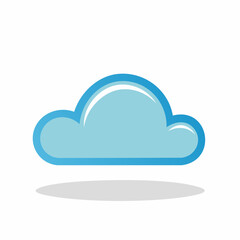 Fototapeta premium Stylized blue cloud icon with shadow