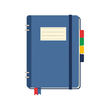 Blue Notebook with Colorful Tabs.