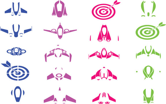 Colorful space invaders icons a retro gaming aesthetic collection