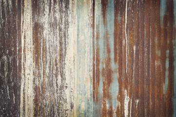 Old zinc wall texture background, rusty on galvanized metal panel sheeting. © Nattha99