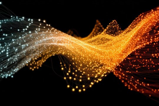 Abstract glowing particle stream in vibrant colors