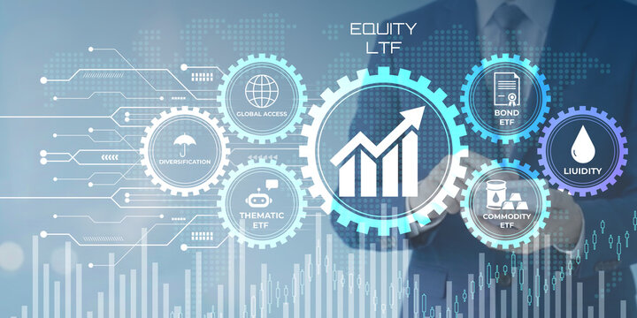 Modern financial investment concept illustration with interconnected gears and upward growth chart