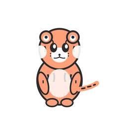 Fototapeta premium Kawaii tiger vector illustration, cute orange wild cat character with round body, minimalist feline mascot for children branding and stickers