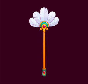 Ancient Egyptian fan game icon of pharaoh pyramid and temple treasure, Flabellum vector fan with feathers and gemstone jewels for Pharaoh ceremonial item for arcade game of Ancient Egypt