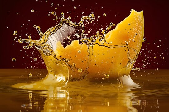 Orange slice splash with refreshing abstract delicate foodphotography geometric hydration orangejuice orangepeel ornamental refreshment ripeness sloshing sparkling splashing stilllife