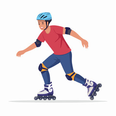 Fototapeta premium Person Rollerblading with Protective Gear