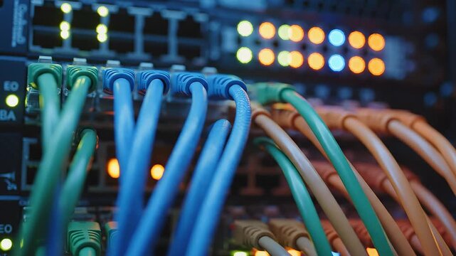 Network cables and server lights ideal for tech startups and software promos
