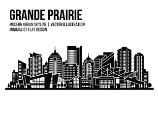 Fototapeta premium Grande Prairie Alberta Canada Skyline Silhouette - Modern Minimalist Urban Cityscape Vector Illustration