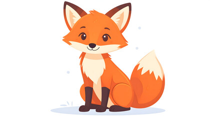 Fototapeta premium A cute red fox cartoon character holding a blank sign in a fun forest nature illustration featuring a fuzzy orange tail and wild animal vector art design