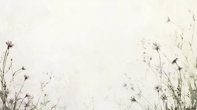 Whimsical background design featuring delicate wildflowers scattered across a soft watercolor texture The light and airy feel is perfect for invitations to a garden themed wedding or event