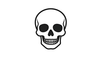 Obraz premium A spooky black vector illustration of a human skull and crossbones isolated on white, representing a scary pirate symbol or anatomy art for Halloween horror and tattoo designs