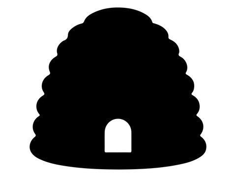 Traditional Beehive Skep Silhouette, Honey Production Icon, Vector Apiculture and Nature Illustration