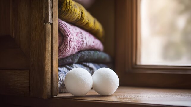 camphor. White camphor balls placed inside an antique wooden wardrobe with folded clothing. menu design, packaging mockups, designed for food delivery and cloud-kitchen brand materials.
