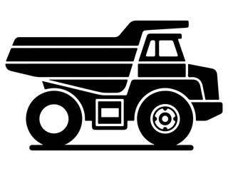 Heavy Mining Dump Truck Silhouette, Industrial Earthmover Icon, Vector Logistics and Construction Illustration © Ninjackz