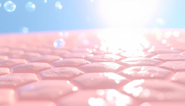 キメの整った肌に水滴が落ちる3DCGイラスト  スキンケア・保湿・美容イメージ