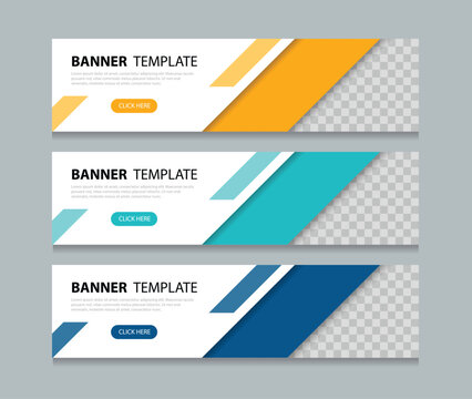 three color web banner background design template	
