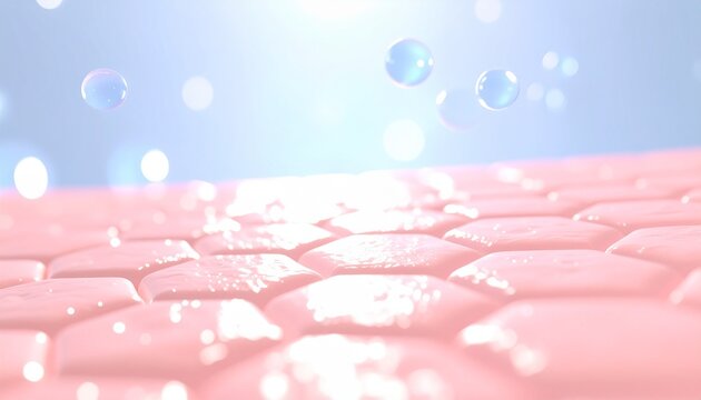 幹細胞が肌に浸透し活性化させる再生プロセスの3DCGイラスト　幹細胞肌再生治療