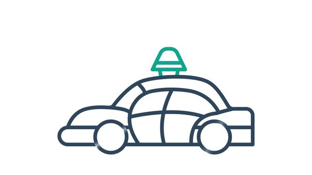 Police car icon animation. animation icon related to public safety. Suitable for site web, app, UI, user interfaces, provide visual feedback and more. Alpha channel. Transparent background