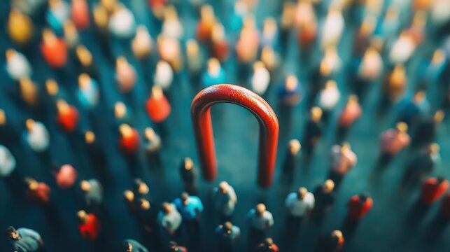 Horseshoe magnet attracting a diverse audience in a crowd