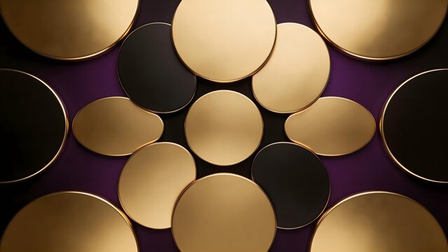 Abstract pattern of gold and black circles