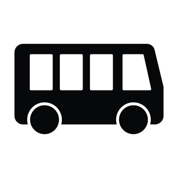 Mini bus or school bus silhouette icon, simple vehicle illustration isolated on white background