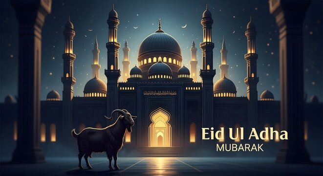 Eid ul adha mubarak stunning mosque illustration for a blessed celebration