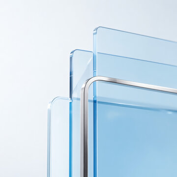 Minimal composition of translucent blue glass interface layers and pol