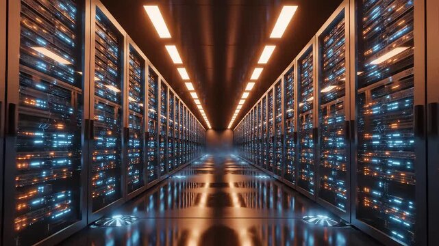 server room with illuminated racks symbolizing digital transformation and future innovation