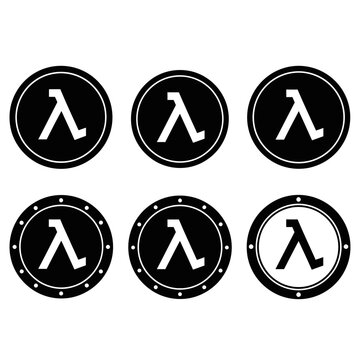 Lambda Symbol Icons Set, Greek Letter Lambda, Scientific Symbol, Minimalist Design