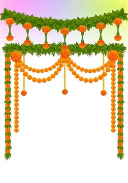 vibrant orange marigold garland decoration for festive indian celebrations and weddings