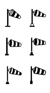 Wind Sock Icons Set - Weather Measurement, Airflow Indicator, Aviation Symbol