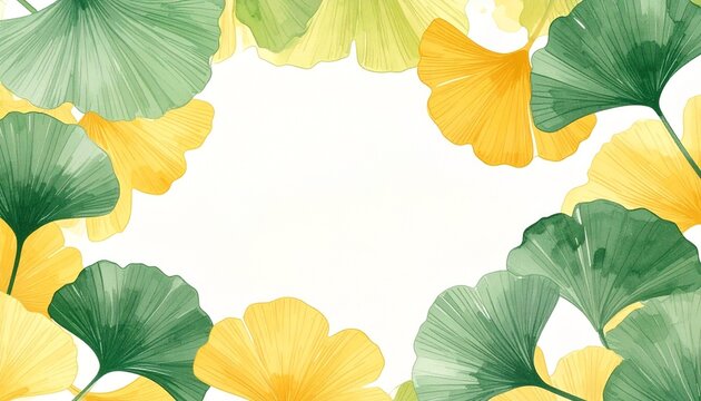 Tropical ginko wallpaper background. Botanical water color illustration abstract background.