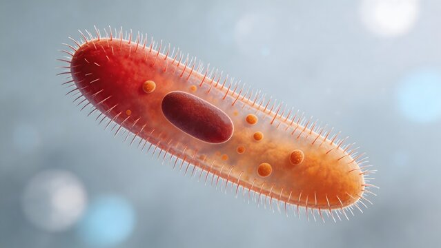 Microscopic view of a rodshaped bacterium