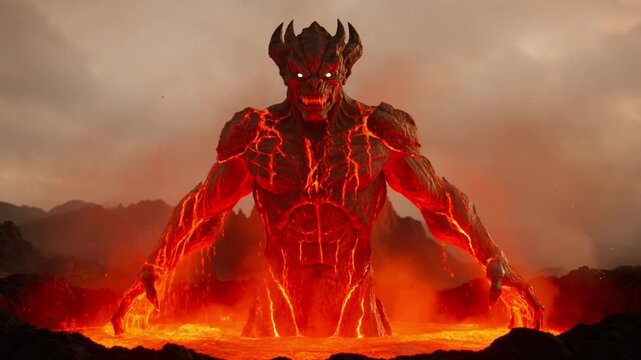 Legendary Beast Concept Emerging from a Molten Lava Pool