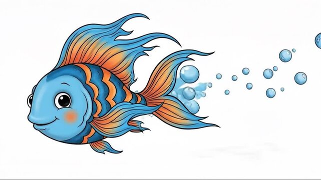 A vector illustration of an abstract cartoon fish swimming underwater in a tropical sea, featuring a creative wildlife design perfect for nature and aquatic art projects