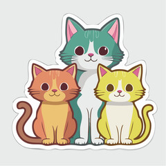Obraz premium Three Cute Cartoon Cats