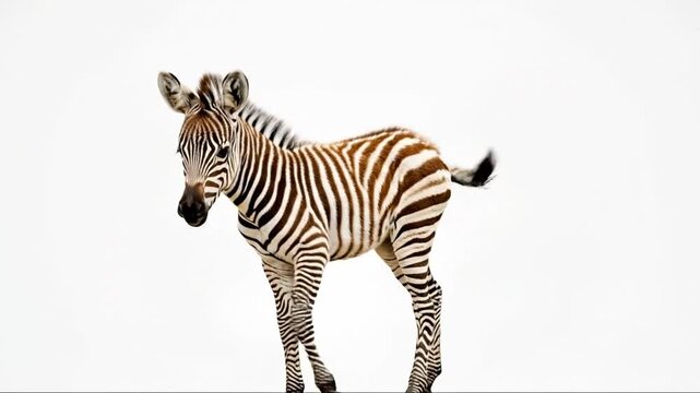 Zebra isolated on white background, black and white striped wild animal from savanna wildlife zoo illustration