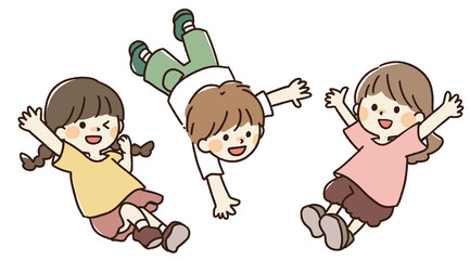空を飛ぶ子供のポーズ