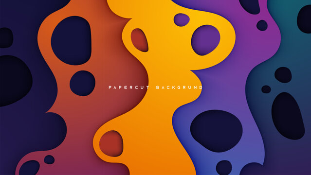 Abstract colorful vector background with papercut decorative pattern design