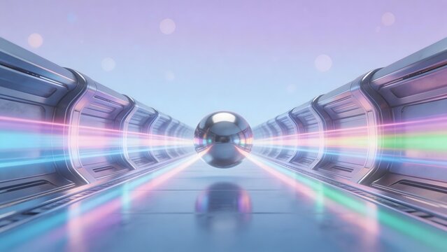 Futuristic tunnel with reflective sphere