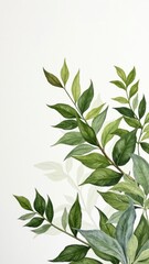 Fototapeta premium A lush, green leafy plant illustration with detailed veins and shading, perfect for nature-lovers and decorative elements.