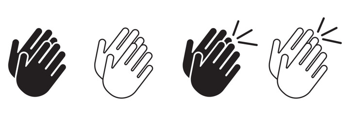 Obraz premium Professional clap icon collection for mobile and web apps featuring clapping hands in editable stroke line and solid glyph styles for project feedback and applause.