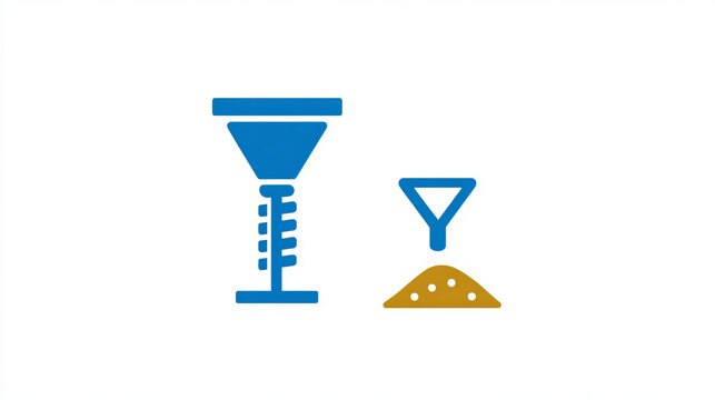 Soil test vector icon i.e. bearing capacity, field density or sand cone method. Geotechnical and civil engineering to use auger keep sampling material by drill, boring in ground layer for construction