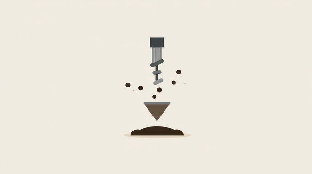 Soil test vector icon i.e. bearing capacity, field density or sand cone method. Geotechnical and civil engineering to use auger keep sampling material by drill, boring in ground layer for construction
