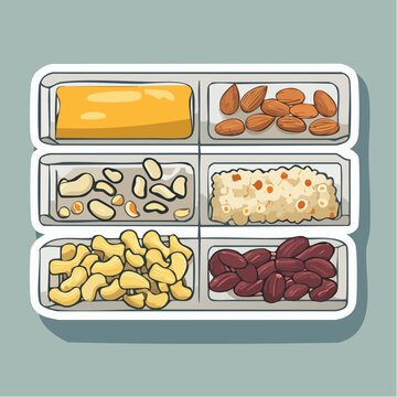 Assortment of Nuts and Snacks in Compartments