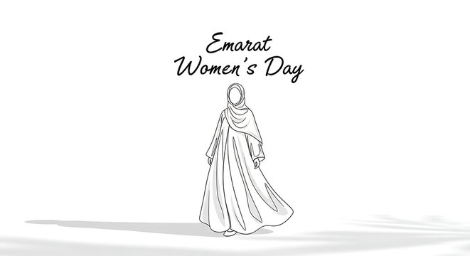 Emarat womens day celebration with a woman in traditional attire isolated on white background