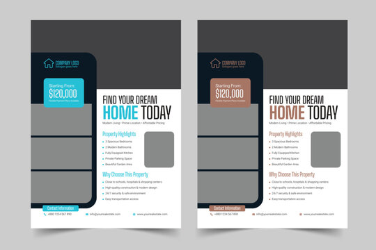 Real Estate Business Flyer Template, Property Sale Flyer Design