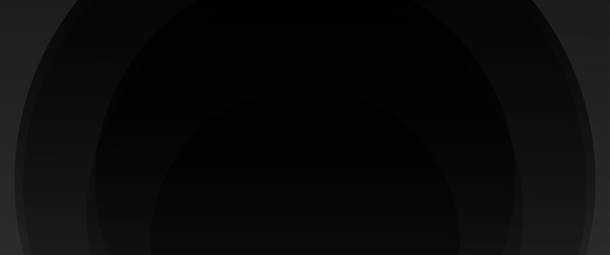 Ultra Dark Black Abstract Background with Large Circle Arc Frame, Deep Tunnel Vignette Premium Design